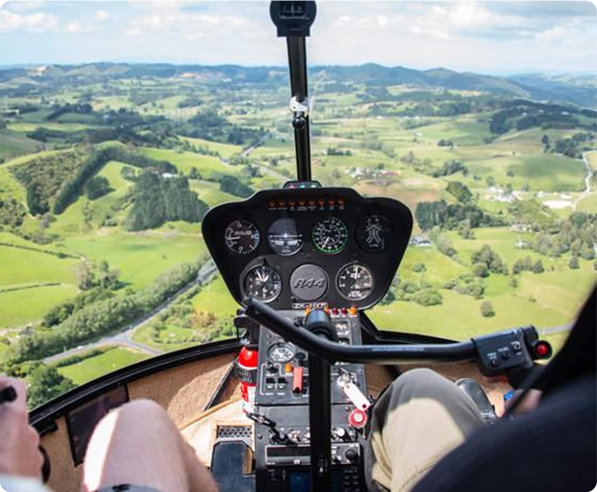 Trial helicopter flight over coastal New Zealand