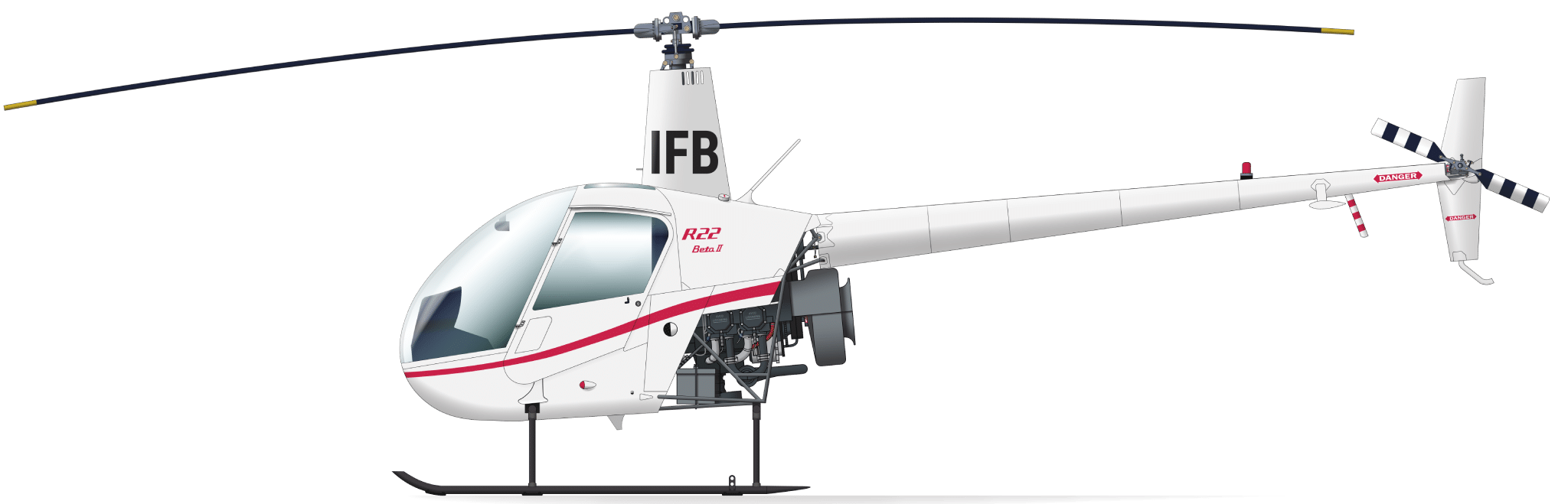 Robinson R22 Beta II helicopter IFB profile view