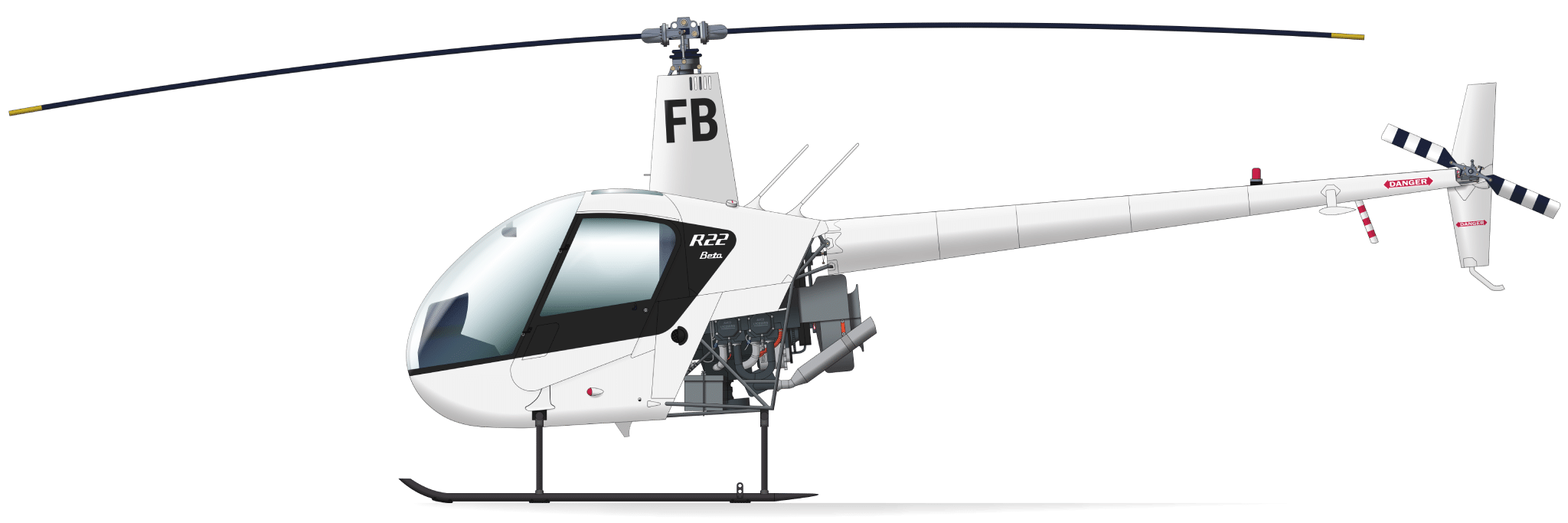 Robinson R22 Beta helicopter HFB profile view